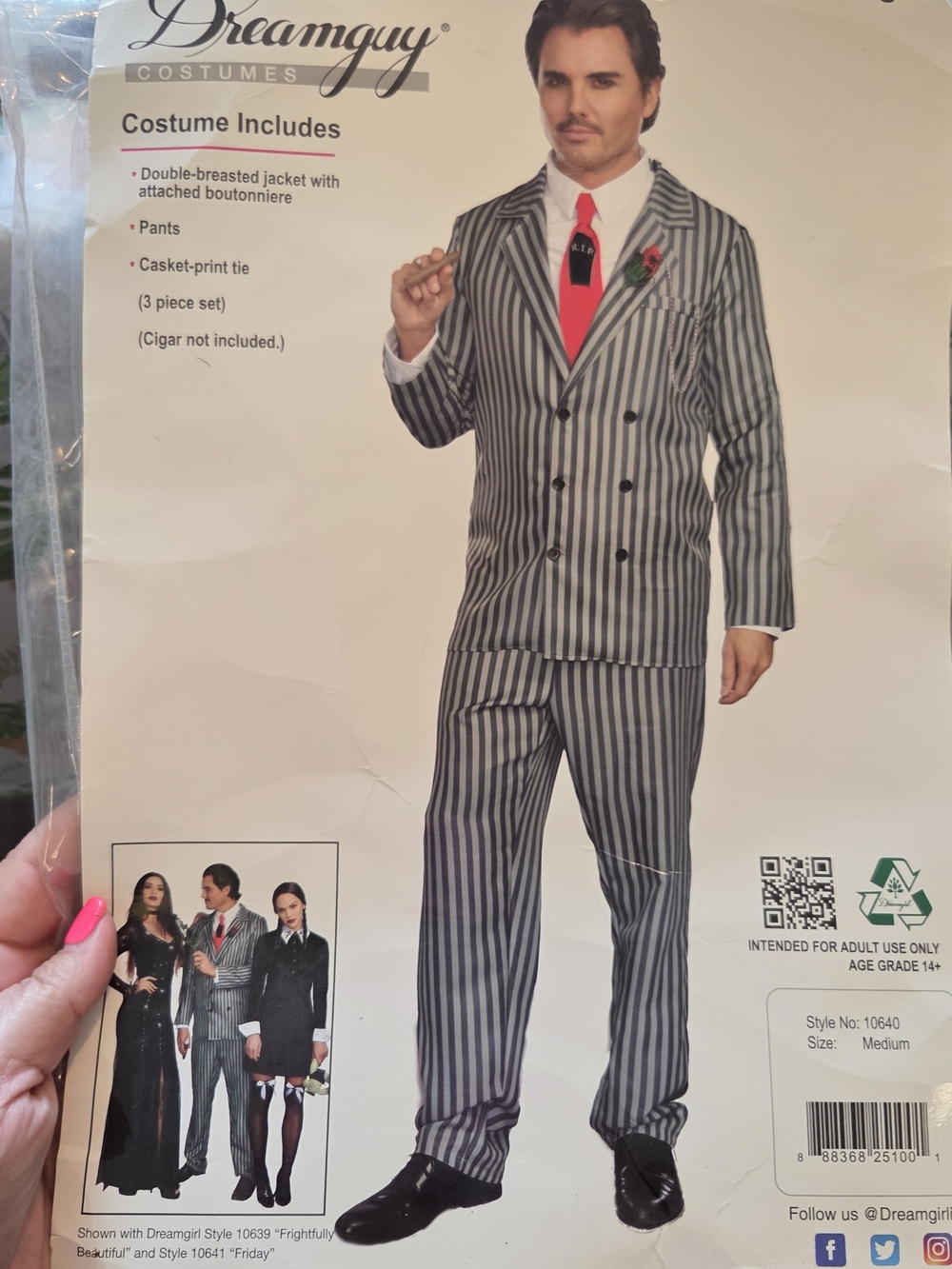 Addams Family Gomez Pin Stripe Suit Mr. Fright Adult Costume